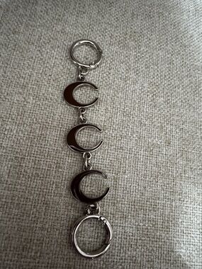 Silver Crescent Link Bag Extender - Brown